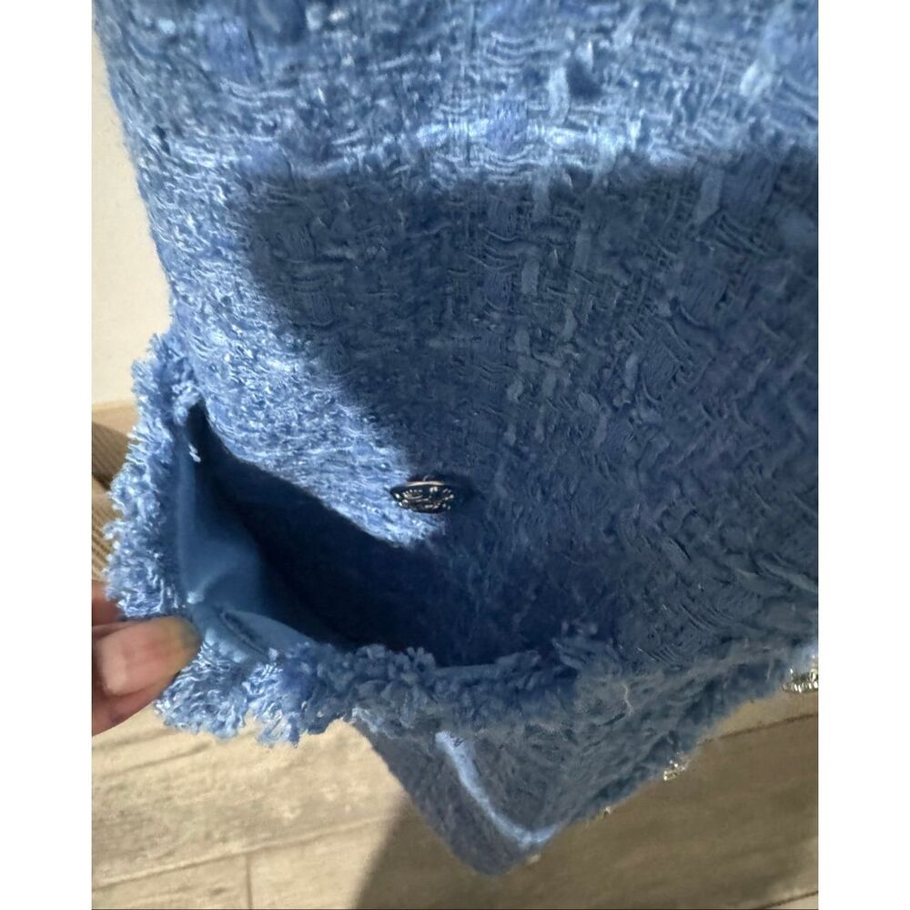 Veranica Beard Laurel Tweed mini shift dress sky blue 2 - Picture 13 of 16